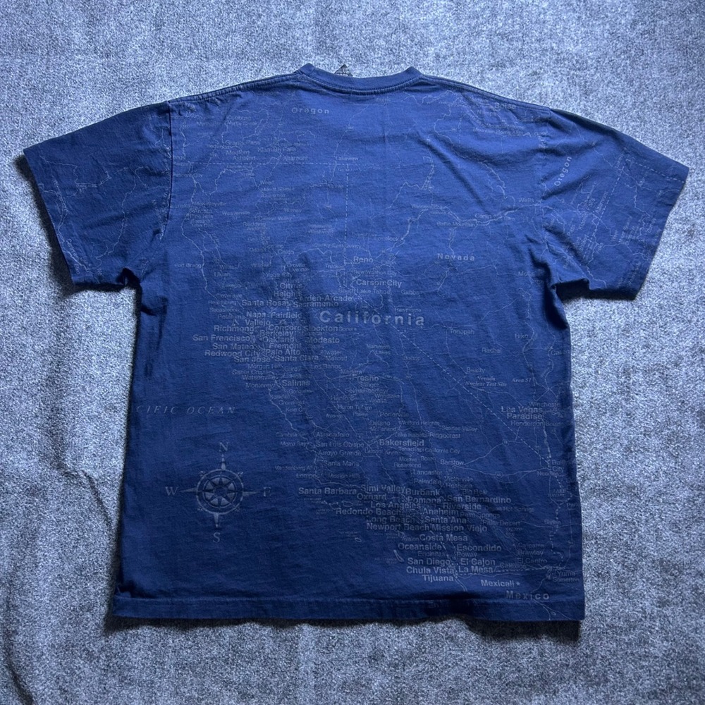 State of Mine California Map Graphic T-Shirt Navy Blue Vintage 90s Size L - Picture 3 of 5